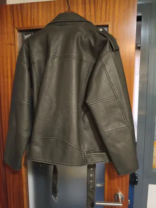 Cazadora Biker Piel Sintética Verde Militar NOISY