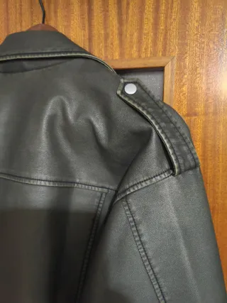 Cazadora Biker Piel Sintética Verde Militar NOISY