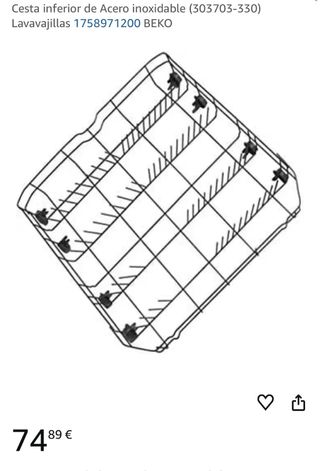 Cesta inferior lavavajillas Acero Inoxidable