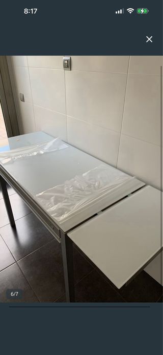 Mesa Cocina de El Corte Inglés Cristal y Metal.