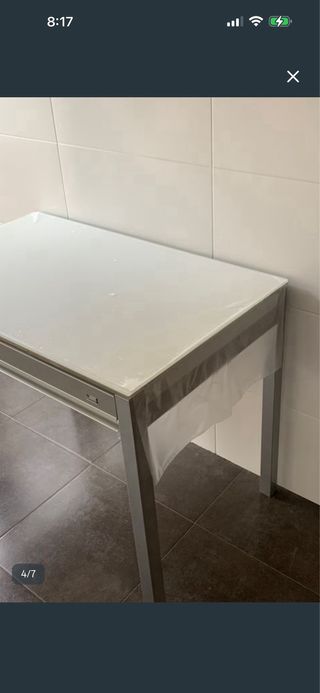 Mesa Cocina de El Corte Inglés Cristal y Metal.