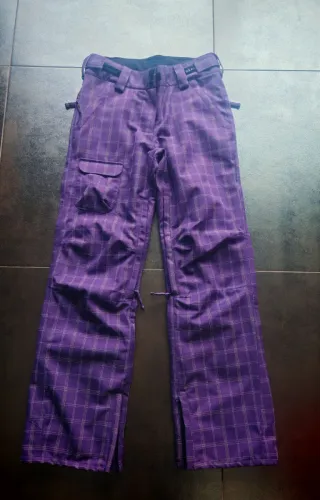 Pantaloni sci/snowboard a quadri viola Bear tg. S