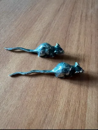 Coppia Topolini Argento Miniatura