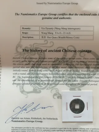 Monete antiche rame Wang Mang 9-23 d.C.