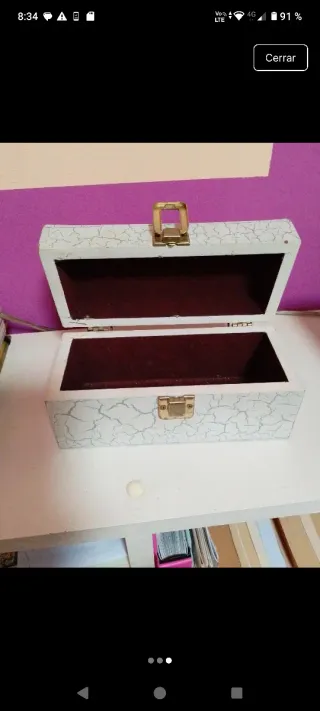 Caja joyero vintage con rosa pintada