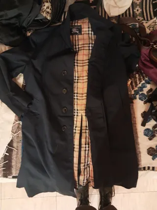 Gabardina Burberry Azul Marino Talla L
