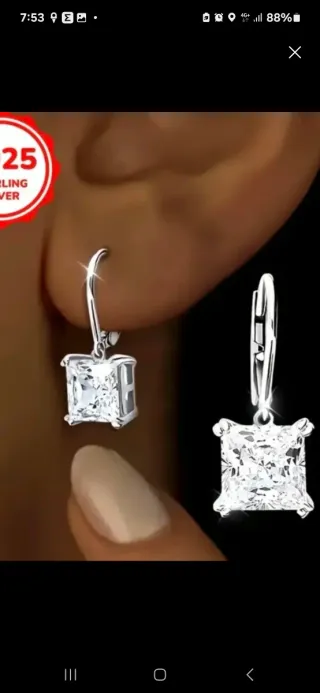 Pendientes de Plata con Circonita Princesa