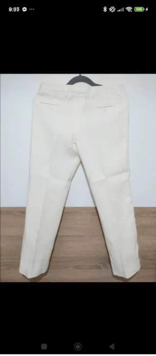 Traje comunión lino verde mar y crema 12 años