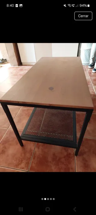 Mesa auxiliar madera y metal