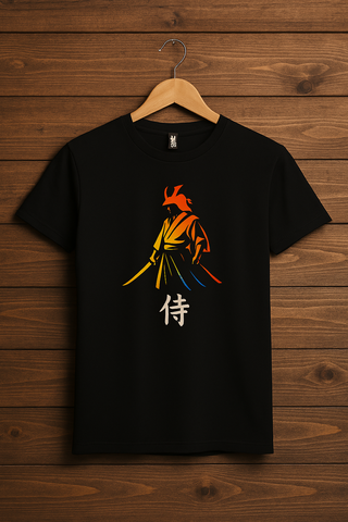 Camiseta Negra Diseño Samurai