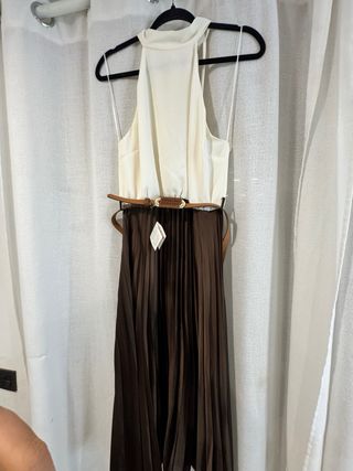 Vestido Zara Beige y Marrón