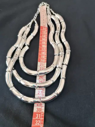 Collana Argento con Elementi Tubolari