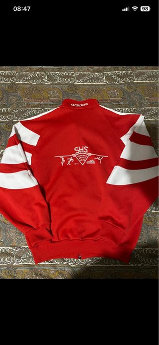 Felpa Adidas rossa e bianca unisex