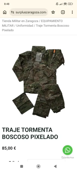 Traje Tormenta Pixelado Boscoso Talla M