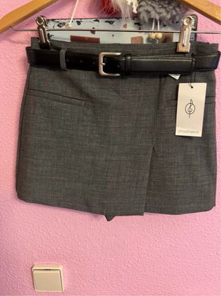 Falda pantalón Stradivarius gris