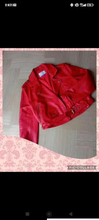 Giubbino in pelle rosso taglia M