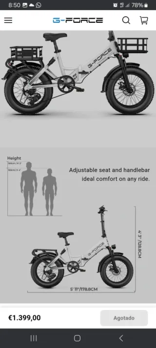 Bicicleta eléctrica G-Force plegable