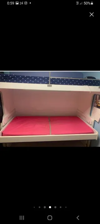 Litera Abatible con Escritorio Blanco y Azul