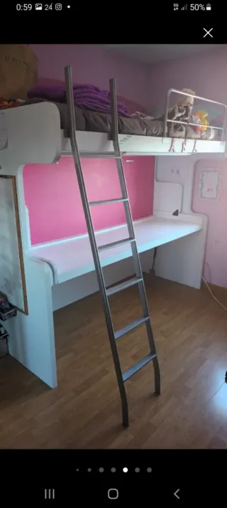 Litera Abatible con Escritorio Blanco y Azul