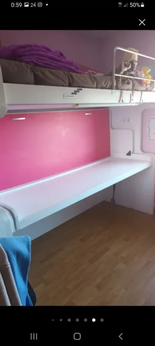 Litera Abatible con Escritorio Blanco y Azul