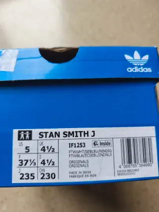 Zapatillas Adidas Stan Smith J Blancas tall 37-1/3