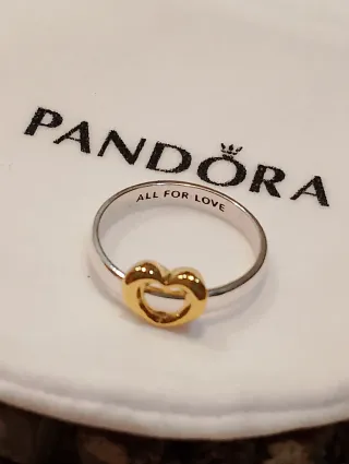 Anillo Pandora Corazón Oro y Plata