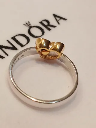 Anillo Pandora Corazón Oro y Plata