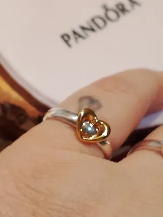 Anillo Pandora Corazón Oro y Plata