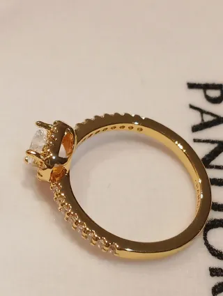 Anillo Pandora Corazón Circonitas Baño Oro 14k