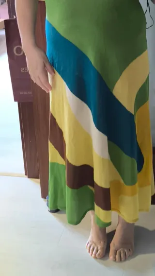 Vestido largo punto fino verano multicolor