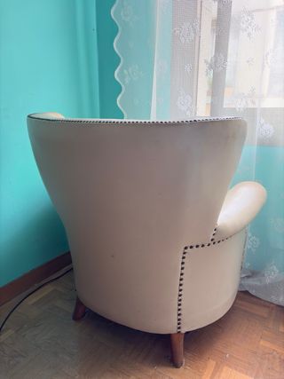 Sillón piel vintage beige