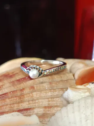 Anillo Plata S925 Concha Perla