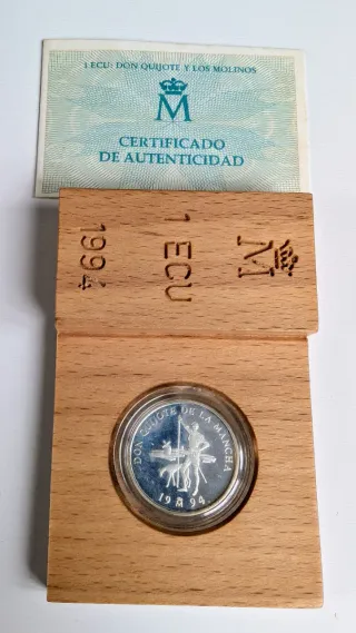 Monedas 1 y 5 ECU 1994 Don Quijote Plata