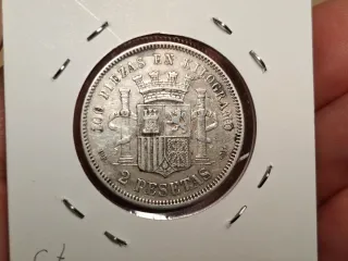 2 Pesetas España 1870 plata