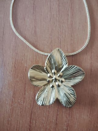 Collar con colgante de flor plateada
