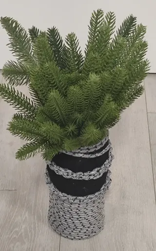 Jarrón/Florero Artesanal Negro y Gris
