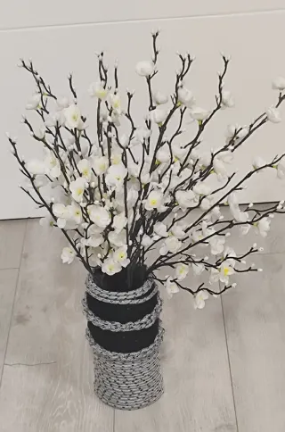 Jarrón/Florero Artesanal Negro y Gris