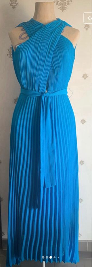 Vestido fiesta Zara invitada azul XS