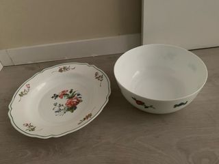 Plato Arcopal grande con flores y fuente Harmonía