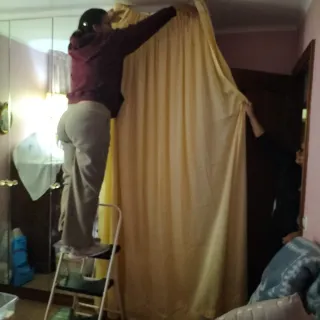 Cortina larga tela amarilla