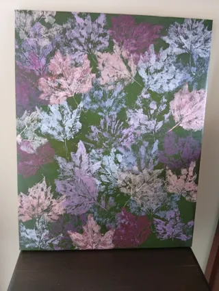 Cuadro Decorativo Hojas Moradas y Verdes