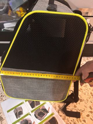 Mochila transportín Pecute gris y amarillo