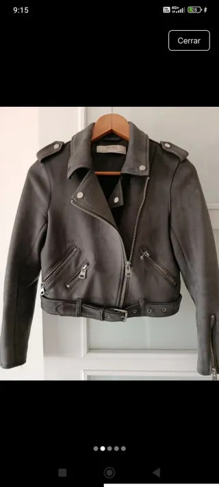 Cazadora Biker Suede Gris de antelina