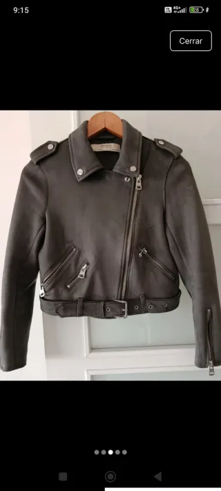 Cazadora Biker Suede Gris de antelina