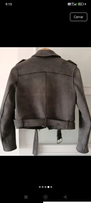 Cazadora Biker Suede Gris de antelina