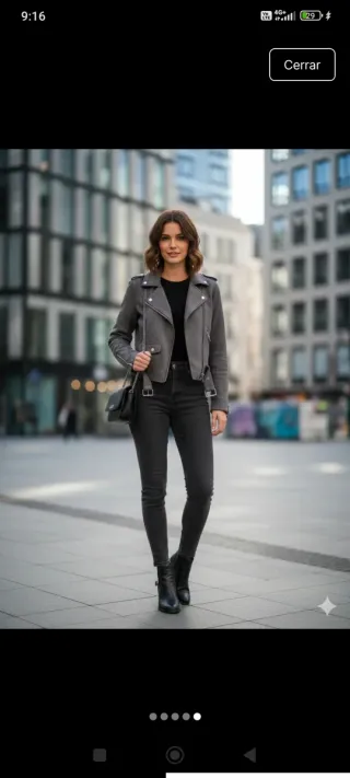 Cazadora Biker Suede Gris de antelina