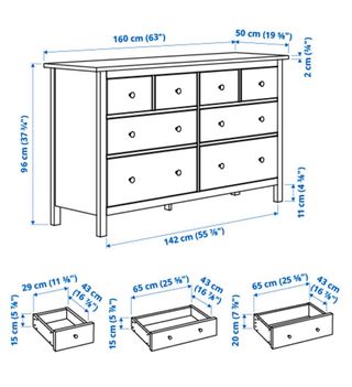 Cómoda Ikea Hemnes 8 cajones blanca