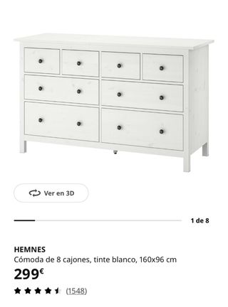 Cómoda Ikea Hemnes 8 cajones blanca