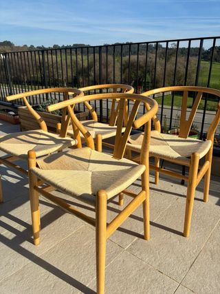 Conjunto 4 Sillas Diseño Madera y Yute