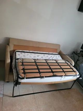 Sofá Cama Beige/ colchón ikea Poco Uso